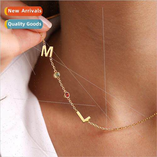 Stainless 26 Alphabet Name Necklace December Birthstone Chai