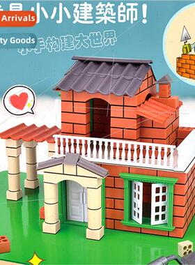 Mason building mini bricks handmade assembled farm building