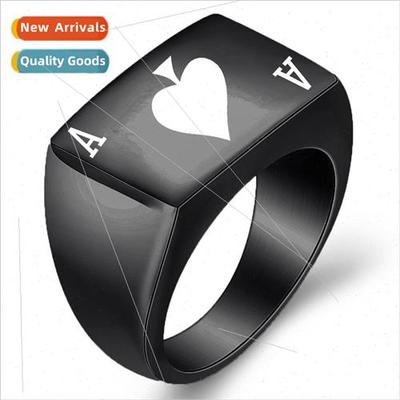 Europe ins Ace Spades tanium steel ring ring men lucky poker