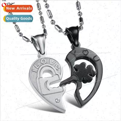 Jewelry Pendants Heart to Heart Black Whe Puzzle Couple Neck