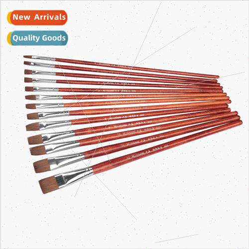 Wolf Hair Flat Head Paintbrush Gouache Brush Set Watercolor