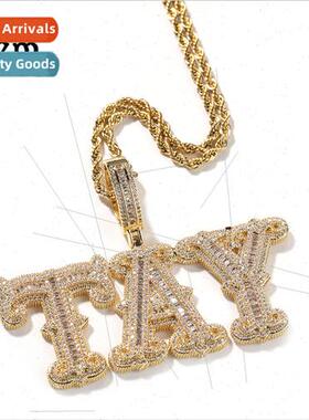 New Product Letter Necklace Hip Hop Full Diamonds Spiked Ice