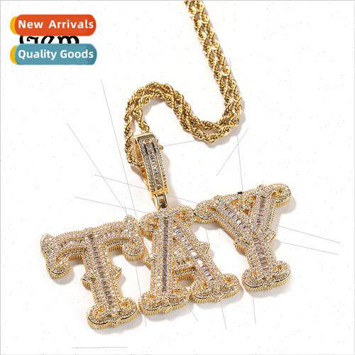 New Product Letter Necklace Hip Hop Full Diamonds Spiked Ice