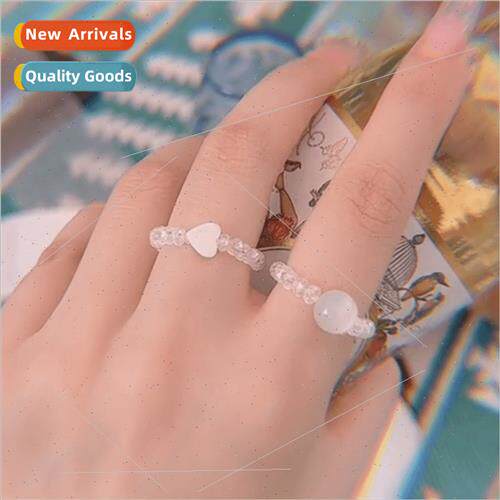 French cat eye stone love ring female new beaded elastic adj
