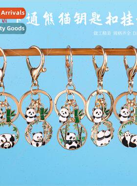 Cartoon panda keychain pendant creative car key ring backpac