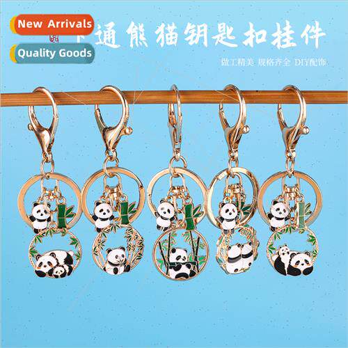 Cartoon panda keychain pendant creative car key ring backpac