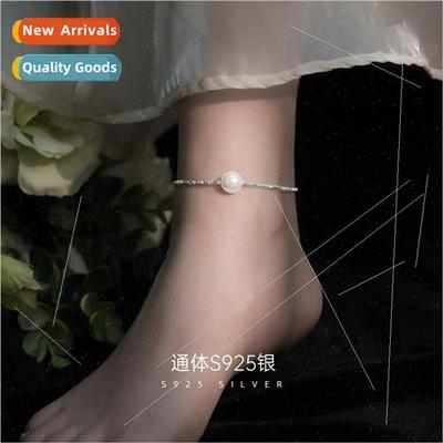 Beads beads anklet S925 silver niche minimalist synthetic pe