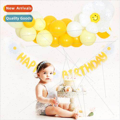 New small daisy birthday flag balloon set baby dessert table