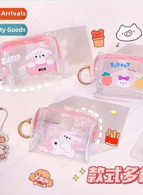 Cartoon coin purse ins coin organizer bag transparent waterp