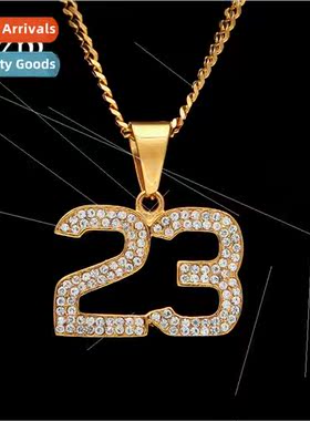 Europe new hip-hop stainless steel wh diamond 23 pendant bir
