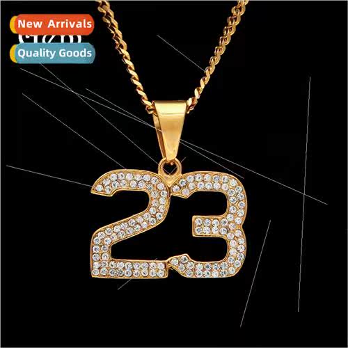 Europe new hip-hop stainless steel wh diamond 23 pendant bir