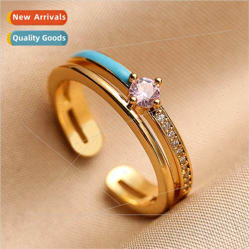 2023 New Wave Oil Drip Rings适用Women Niche Rings适用Women