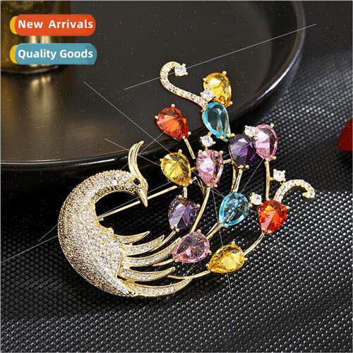 Elegant colorful phoenix shape delicate dynamic brooch anti-