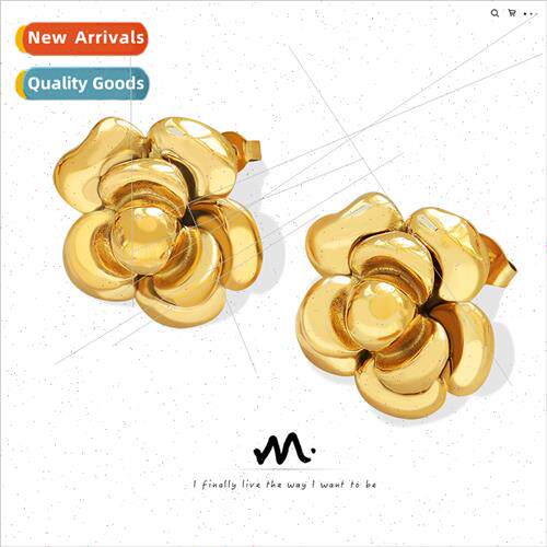 Europe Vintage Large Flower Stud Earrings Textured Earrings
