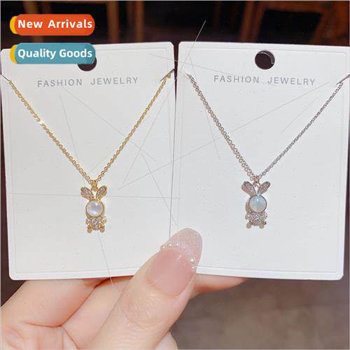 ins sweet cute ltle mother-of-pearl rabb necklace women nich