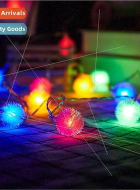 led lights string fur ball dandelion colorful lights holiday