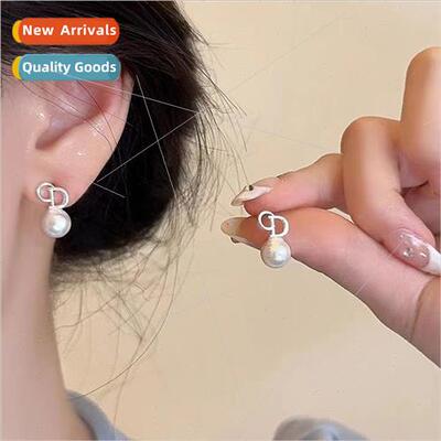 Koreaew ins simple hundred wh CD pearl earrings female niche