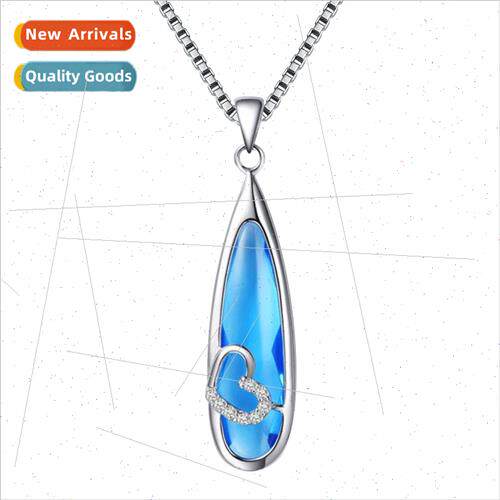 s925 silver necklace jewelry glass shoes blue pendant female