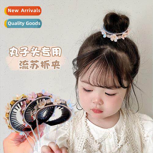 Rhinestone flowers pill head grab clip female children high
