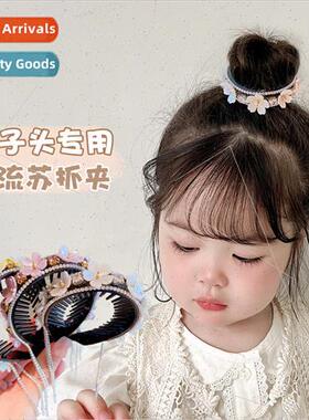 Rhinestone flowers pill head grab clip female children high