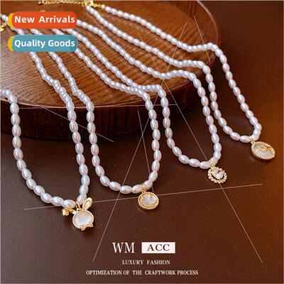 zirconia cat eye stone imation pearl necklace Korea ins fash
