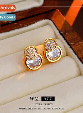 lver needle small delicate earrings zirconia earrings niche