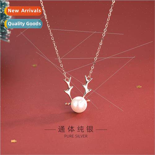 s925 silver Korea shell beads pendant antler necklace a deer