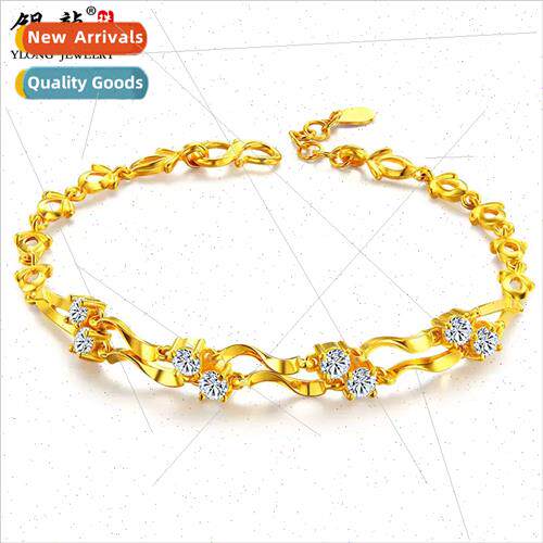 Ladies double layer gold bracelet female 999 gold bracelet适