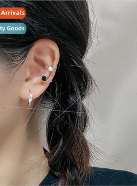 Black zirconia twist no ear hole ear clips sweet cool stacki