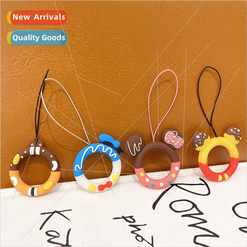 Cartoon donut shape cell phone lanyard ring buckle anti-lost