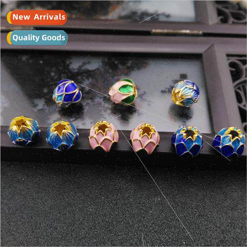 lotus flower beads pure copper drip oil craft accessories di