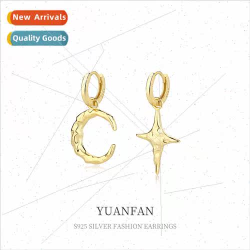 925 silver Earrings Female Europe che Star Moon Asymmetric E
