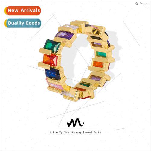 Europe new simple fashion copper wh colorful zirconia open r