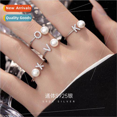 S925 silver wh diamonds synthetic pearl ring women niche 26