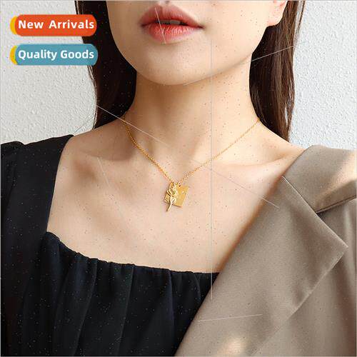 Greece chocker rose square sign English pendant necklace fem
