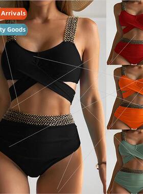 2023 Europe Swimsu Tight Bikini Women Backless High Waisted