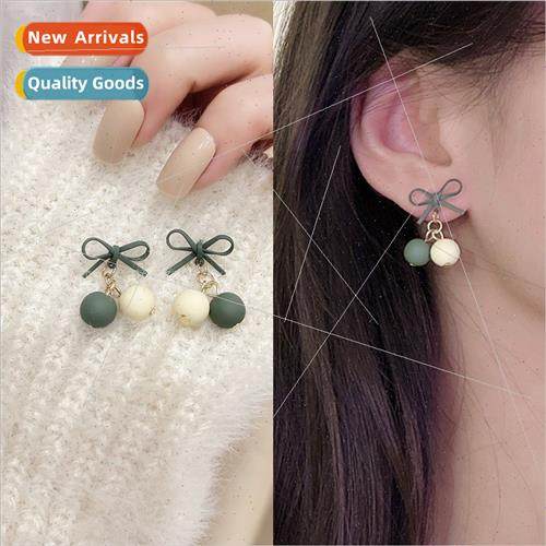 Bow Earrings Female Clashing Color Compact Girl Earrings che