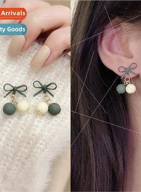 Bow Earrings Female Clashing Color Compact Girl Earrings che