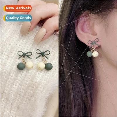 Bow Earrings Female Clashing Color Compact Girl Earrings che