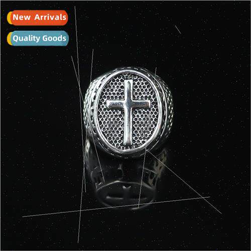 Vintage cross electroplated alloy men ring set tide men hjew