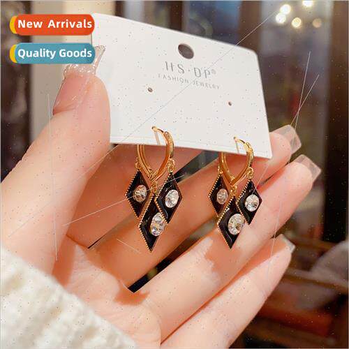 Fashion simple oil drop diamond tassel earrings niche hundre