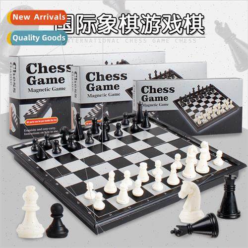 Children training teaching folding magnetic chess checkers b