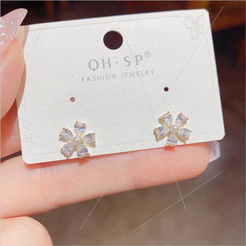Water drop cat eye stone two wear exquise small zirconia flo