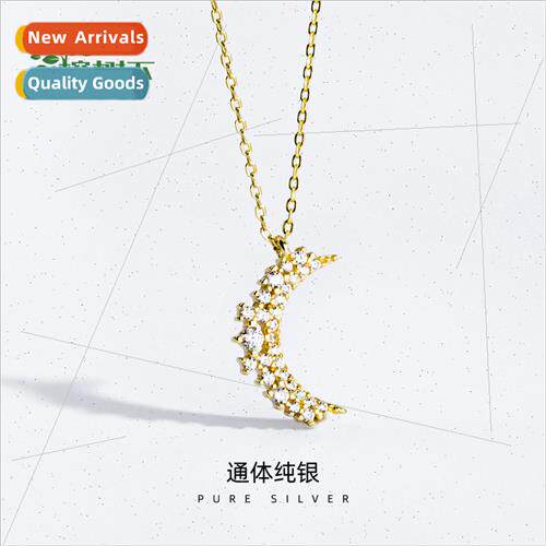 S925 silver plated Korea simple zirconia moon necklace fashi