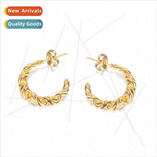 Europe stainless steel C-shaped twist earrings women hundred