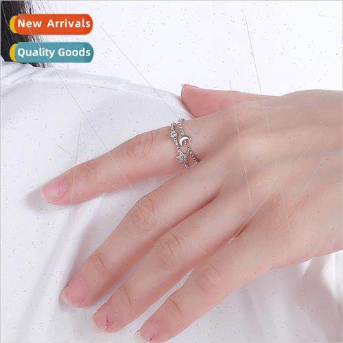 Twisted star moon women ring ring Korea small multilayer dou