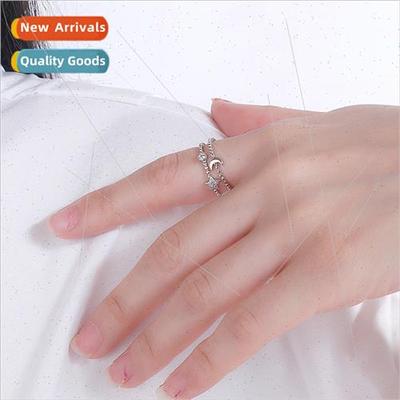 Twisted star moon women ring ring Korea small multilayer dou