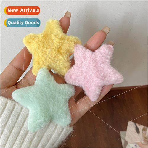 Japan plush star hair clips fall winter cute girl bangs clip