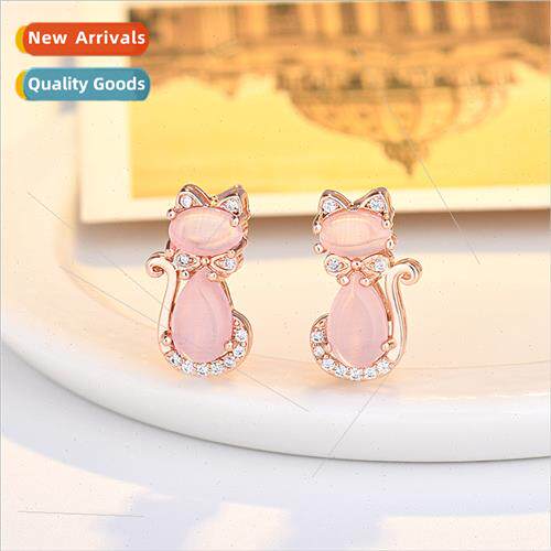 s925 silver pin cat earrings female 2023 new niche kty earri