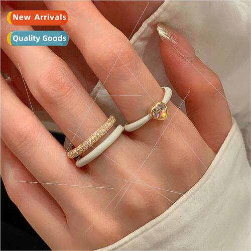 Korea new nd delicate love heart drip glaze ring female nich